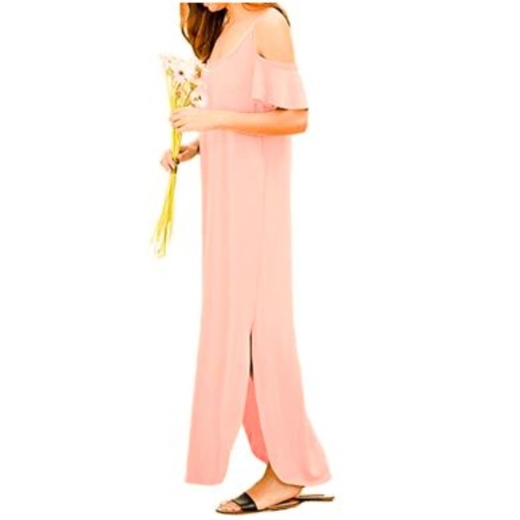 NWT Summer Cold Shoulder & Pocket Maxi Dress, Pink - Picture 3 of 6